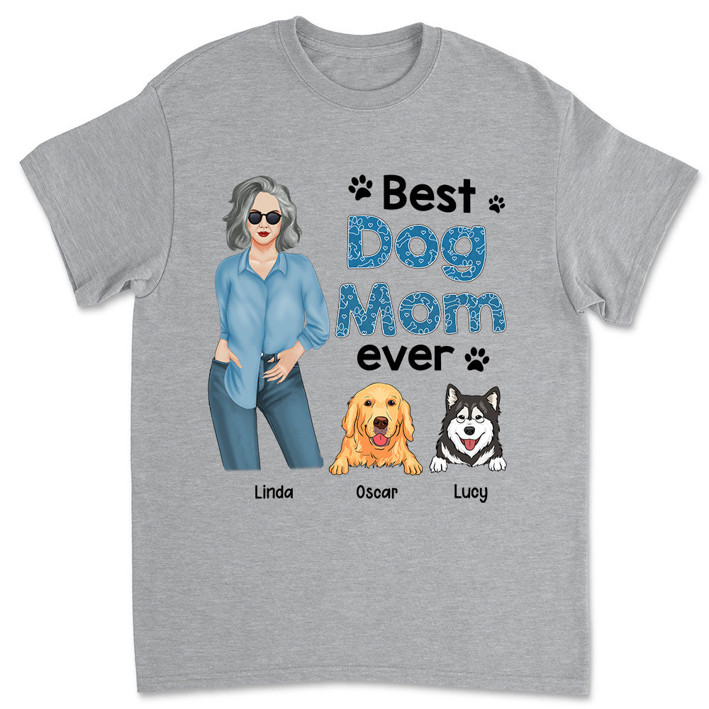 Best Dog Mom Blue - Personalized Custom Unisex 5.3 oz T-shirt for Pet Lovers