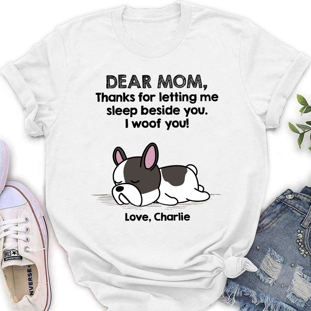 Sleep Beside Dog 2 - Customizable Personalized Women's T-shirt for Pet Lovers