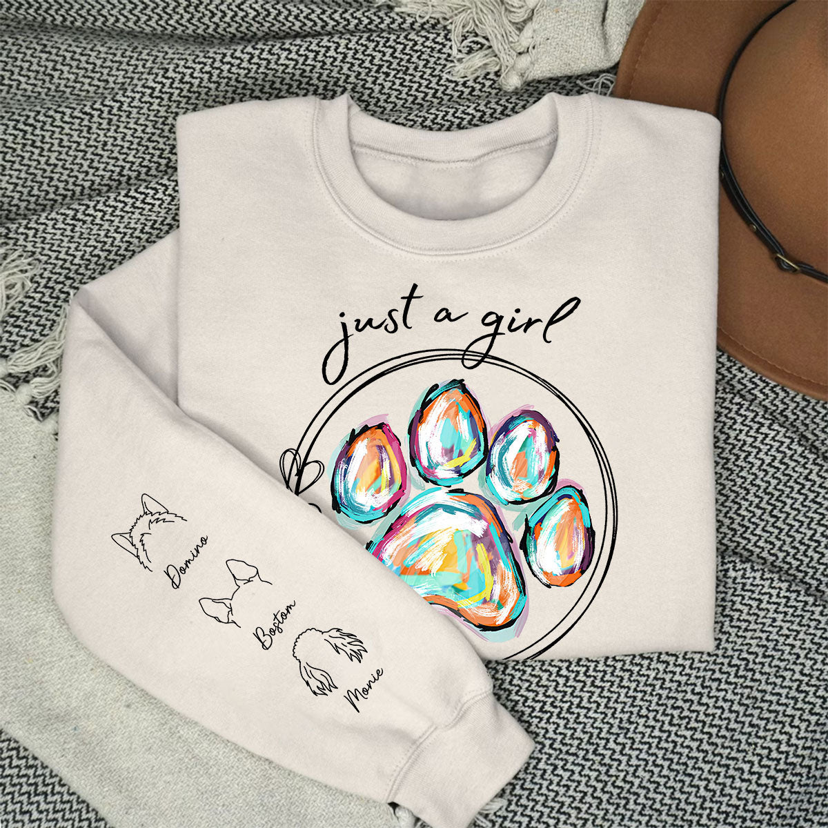 Just A Girl - Personalized Custom Unisex 6.0 oz Long Sleeve T-shirt for Pet Lovers
