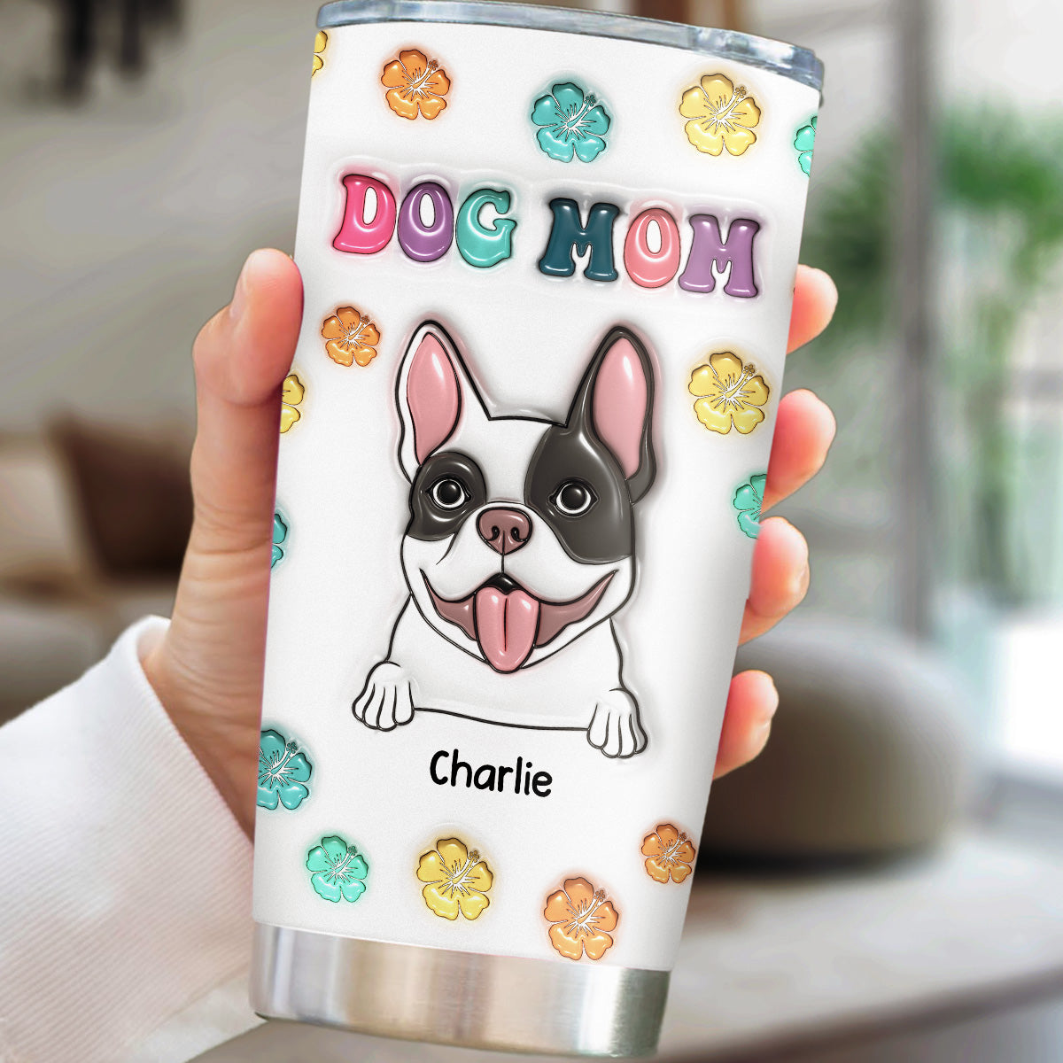 Personalized Custom 3D Inflated Effect Stainless Steel Tumbler for Dog Moms