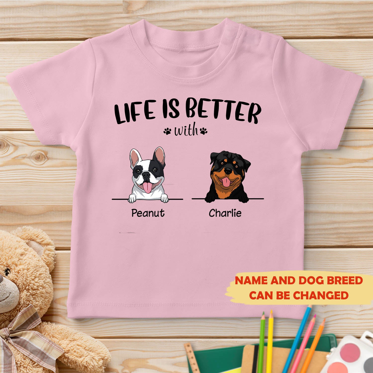 Life is better - Customizable Classic Unisex Youth T-shirt for Pet Lovers