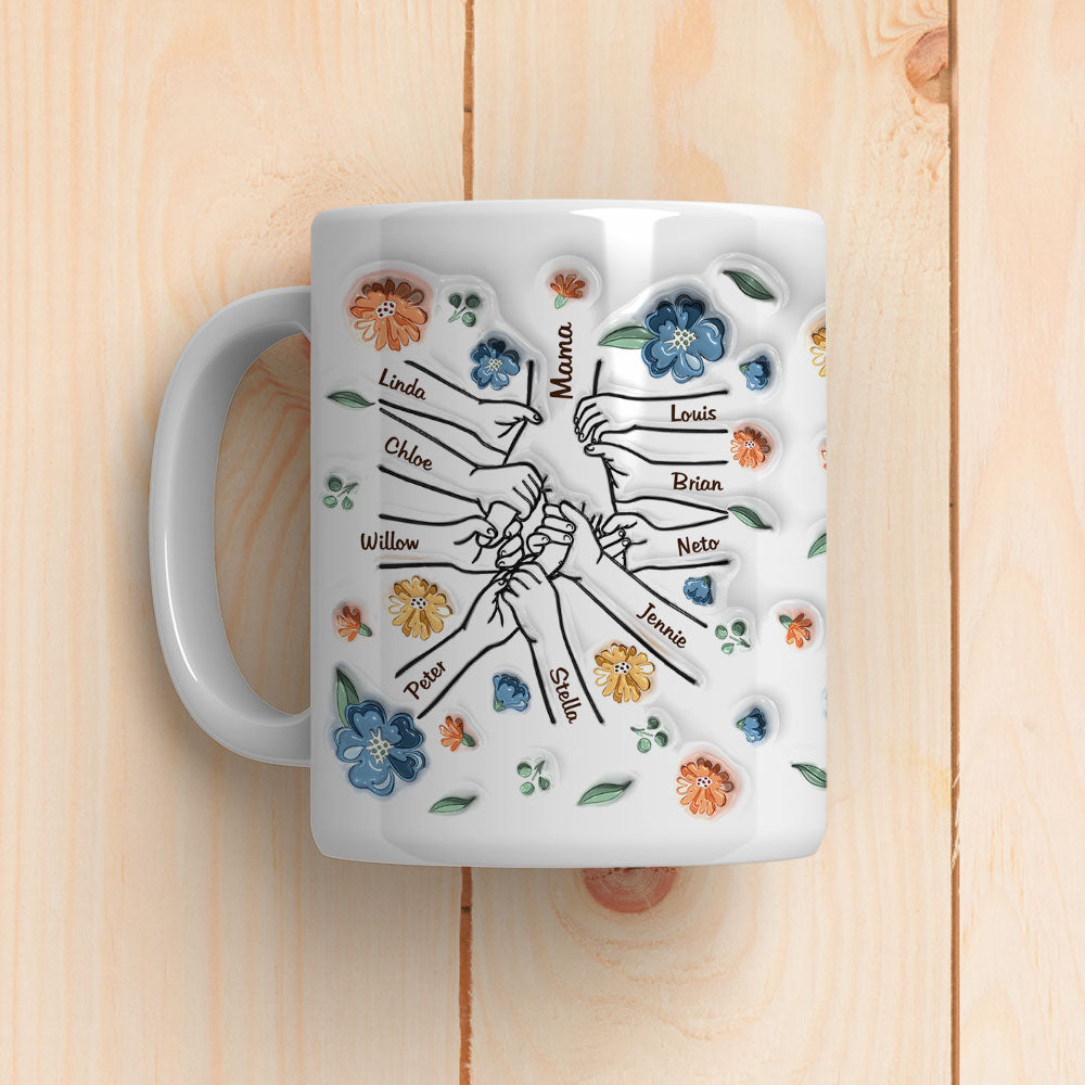 Hold My Hand, Hold My Heart - Premium Personalized Custom 3D Inflated Effect Ceramic Mug in 11oz and 15oz Sizes