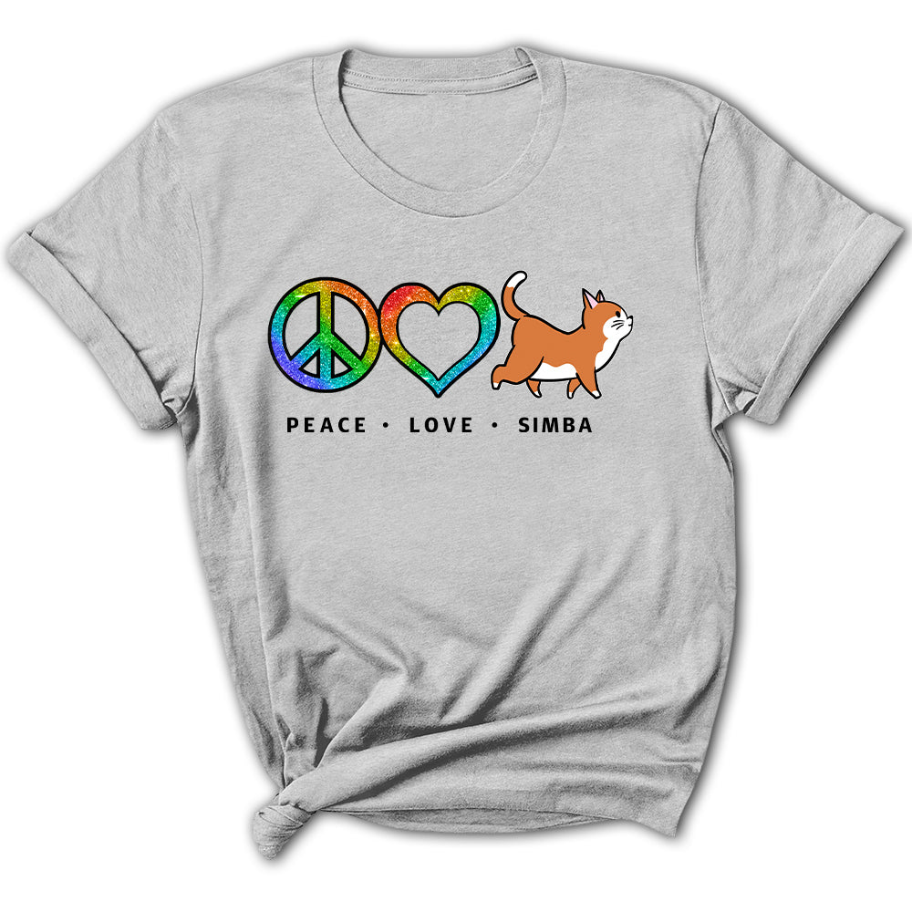 Peace Love Pet Pattern - Stylish Personalized Custom Women's T-shirt for Pet Enthusiasts