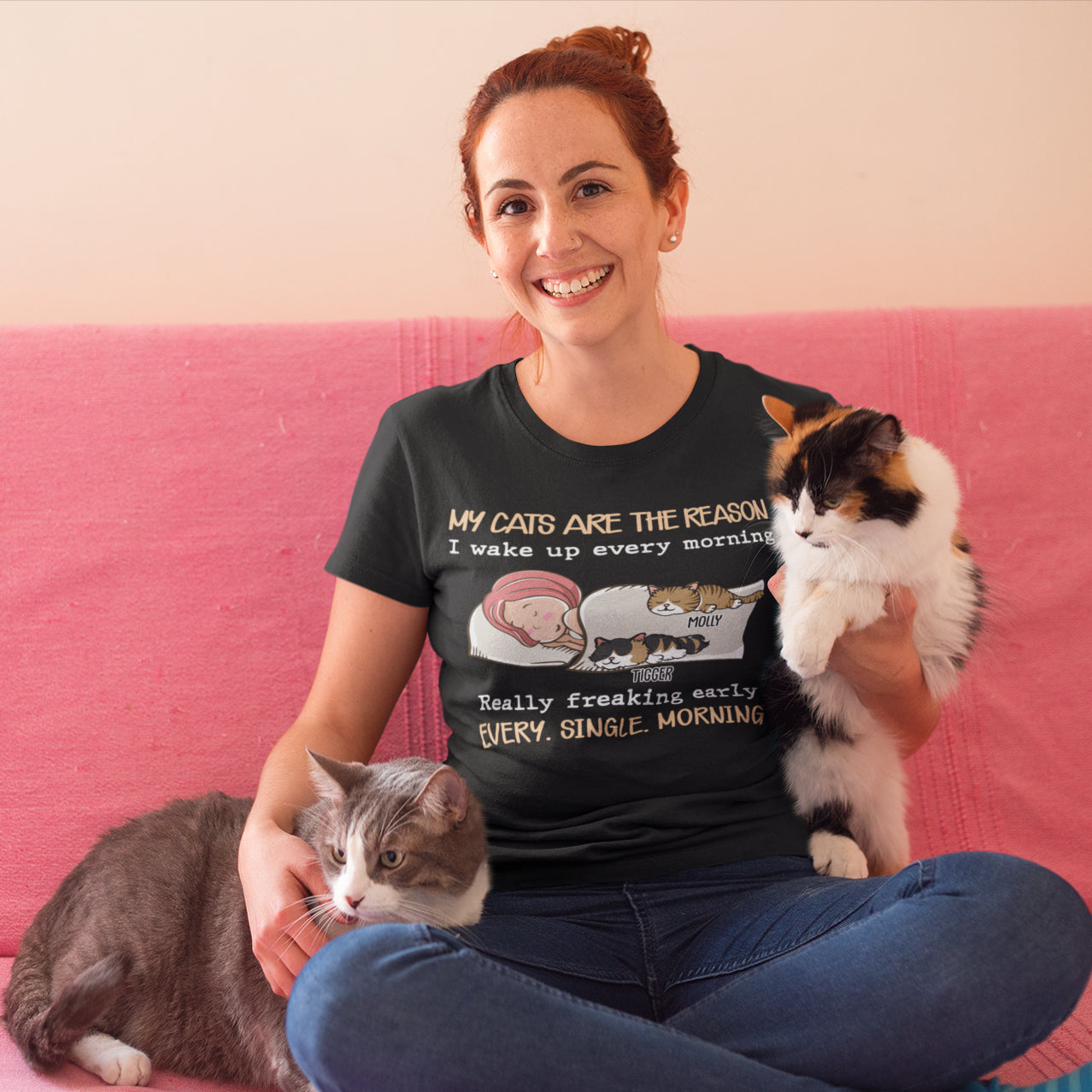 My Cat Is The Reason - Personalized Custom Unisex 5.3 oz T-shirt for Pet Lovers