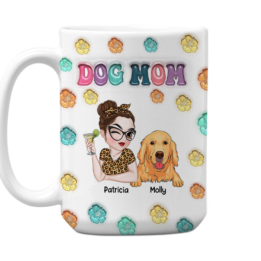 Dog Mom Summer - Personalized Custom 3D Inflated Effect 11oz Ceramic Mug for All Beverages