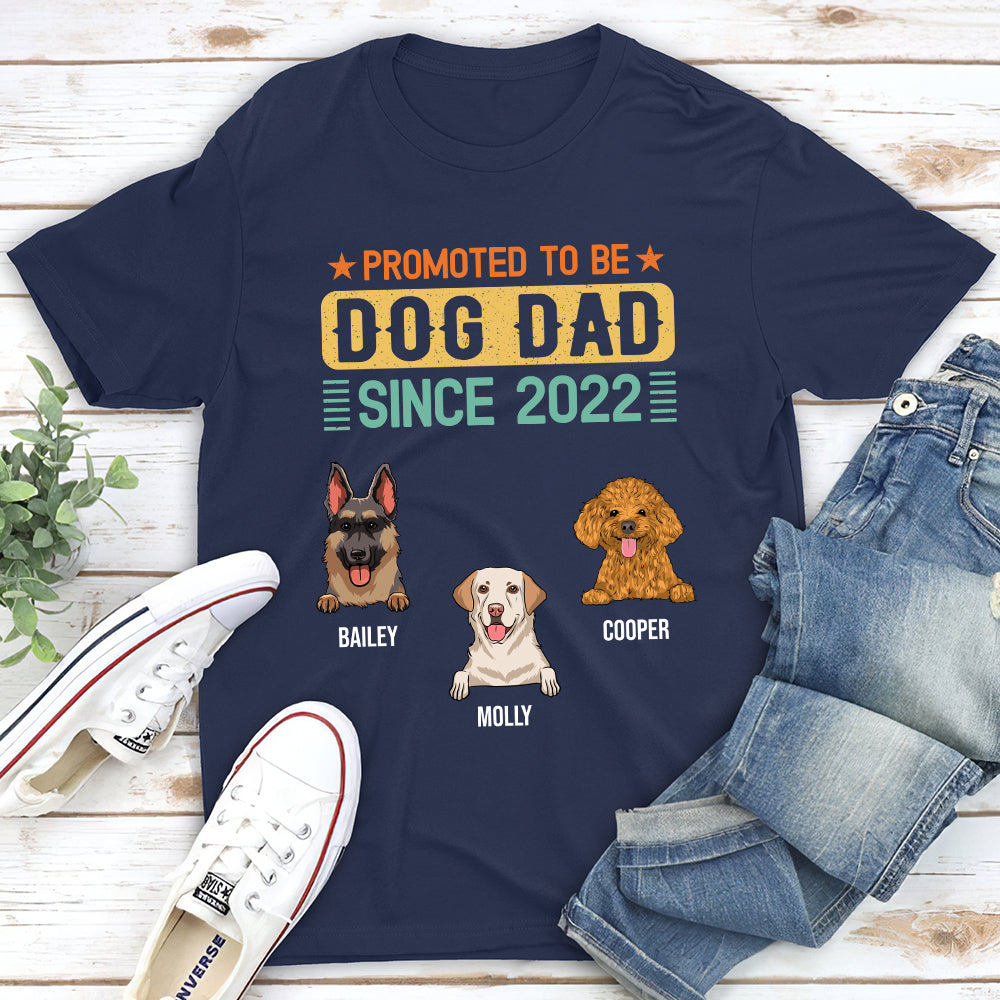 Promoted To Dog Dad - Personalized Custom Unisex 5.3 oz T-shirt for Pet Lovers