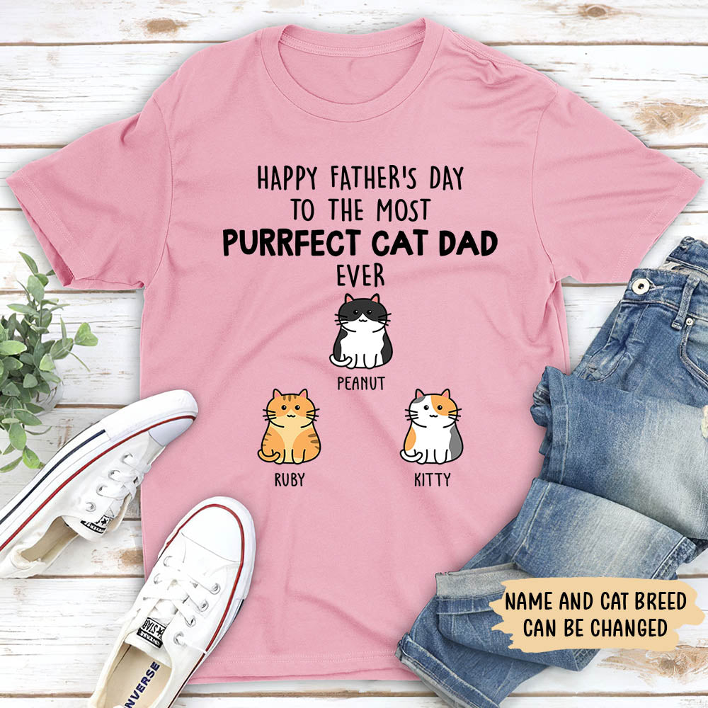 Purrfectly Personalized Custom Unisex Cat Dad T-shirt