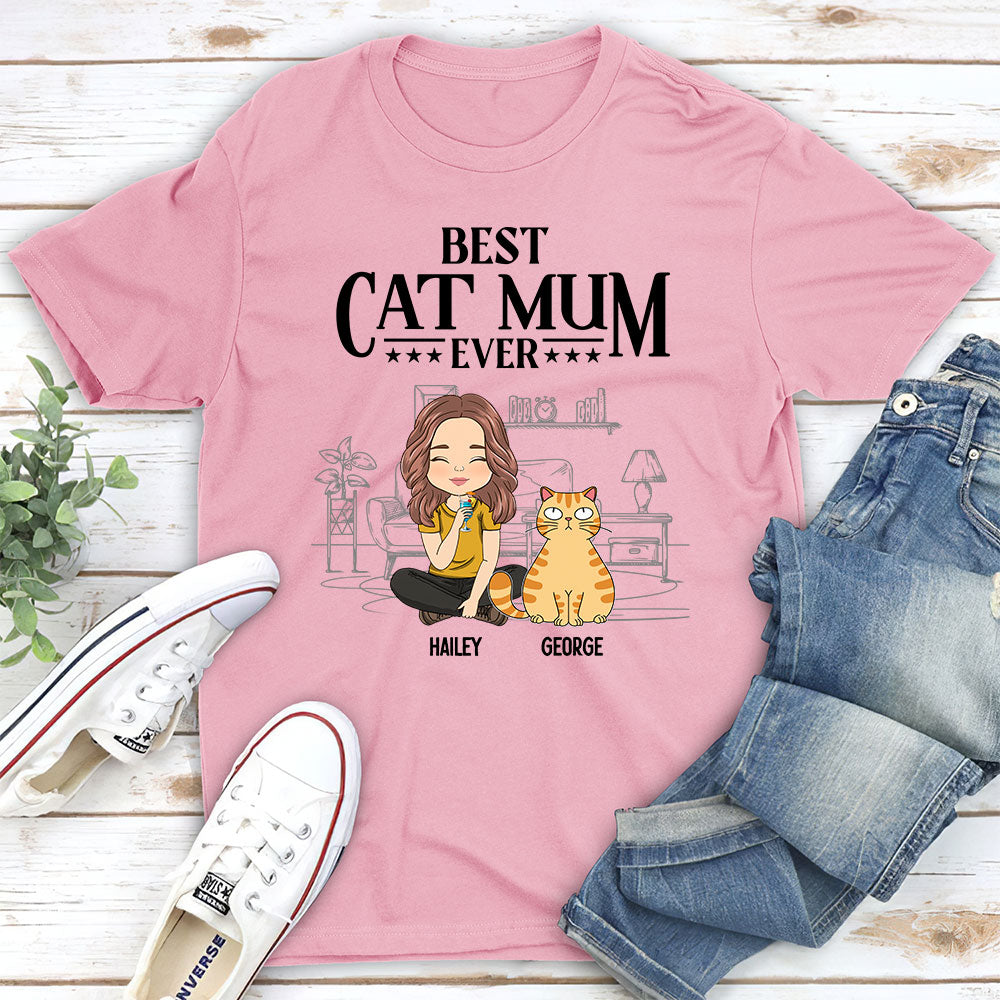 Best Cat Dad Ever - Personalized Custom Unisex 5.3 oz T-shirt for Pet Lovers