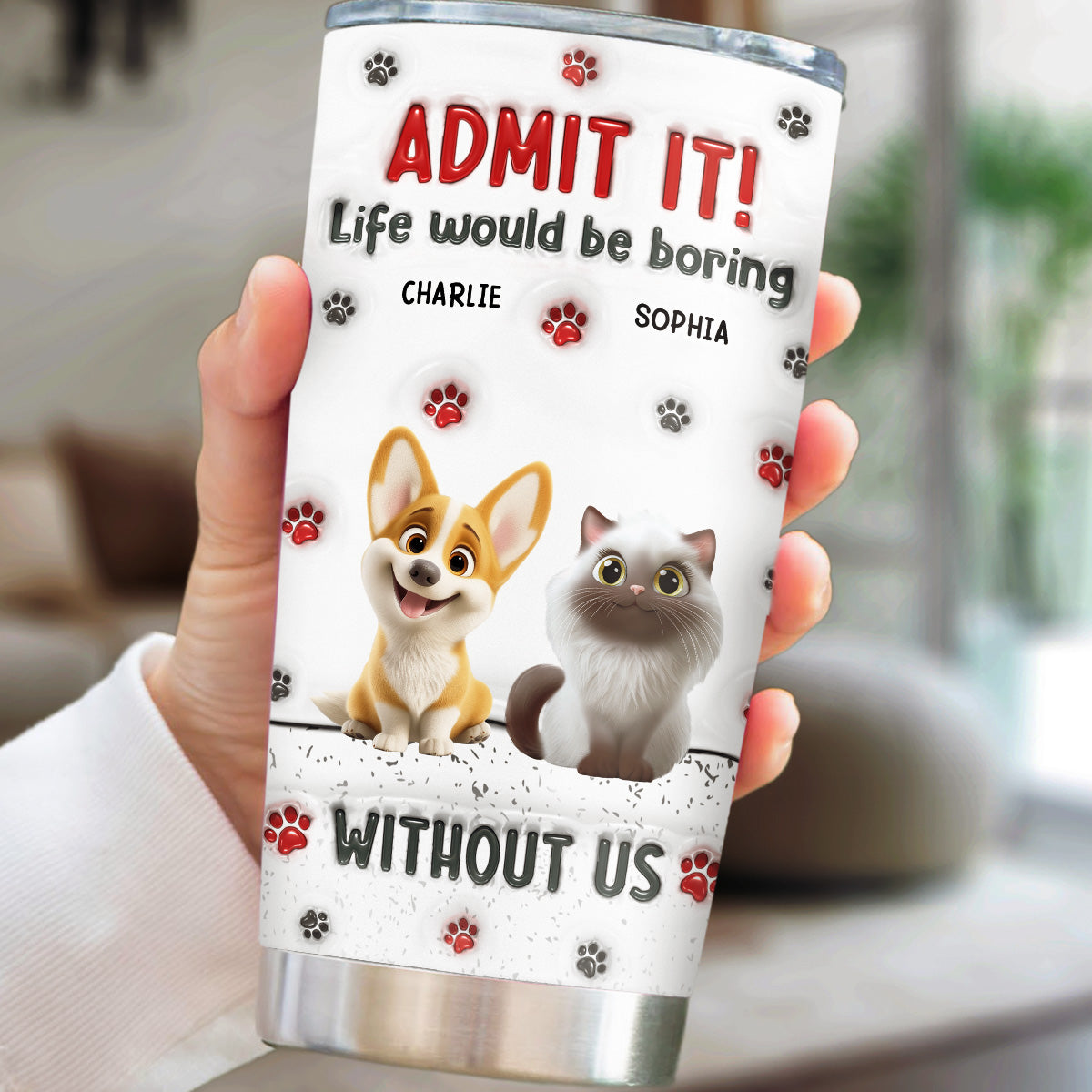 Accept It Pet - Personalized Custom 3D Inflated Effect 20oz Stainless Steel Tumbler for Multiple Occasions