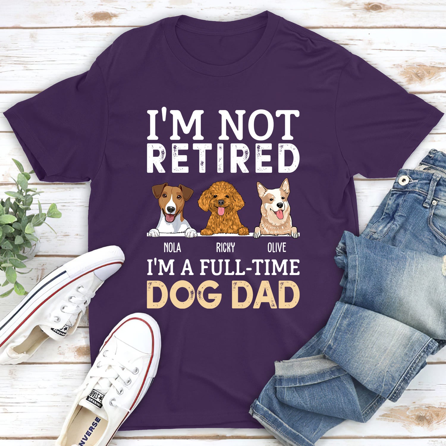 A Full-time Dog Dad - Personalized Custom Unisex 5.3 oz T-shirt for Pet Lovers