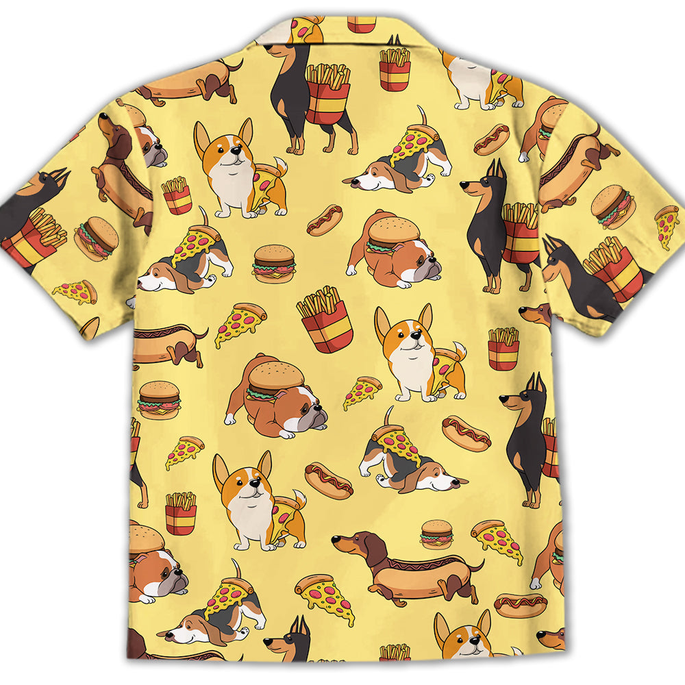 Adorable Dog and Fast Food Themed Kids Button - up Shirt