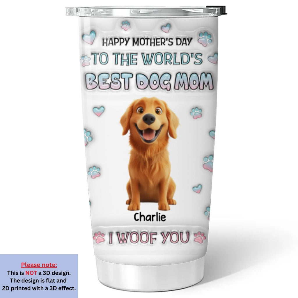 I Woof You Best Chibi Dog Mom - Personalized Custom 3D Inflated Effect 20oz Stainless Steel Tumbler for All Occasions