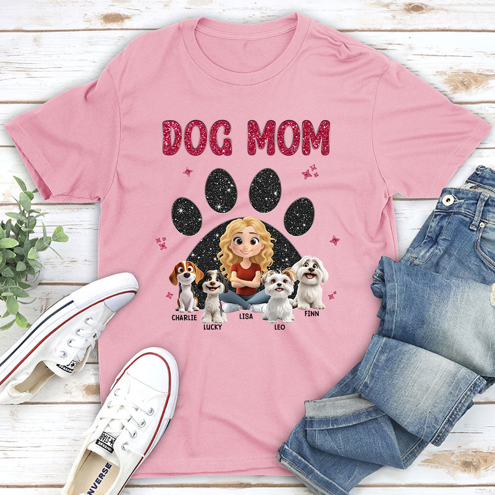 Stylish Dog Mom Mum Black Blink - Personalized Custom Unisex 5.3 oz T-shirt