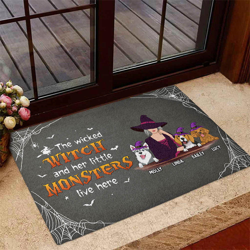 We Live Here - Customizable Personalized Doormat with Your Dog's Picture
