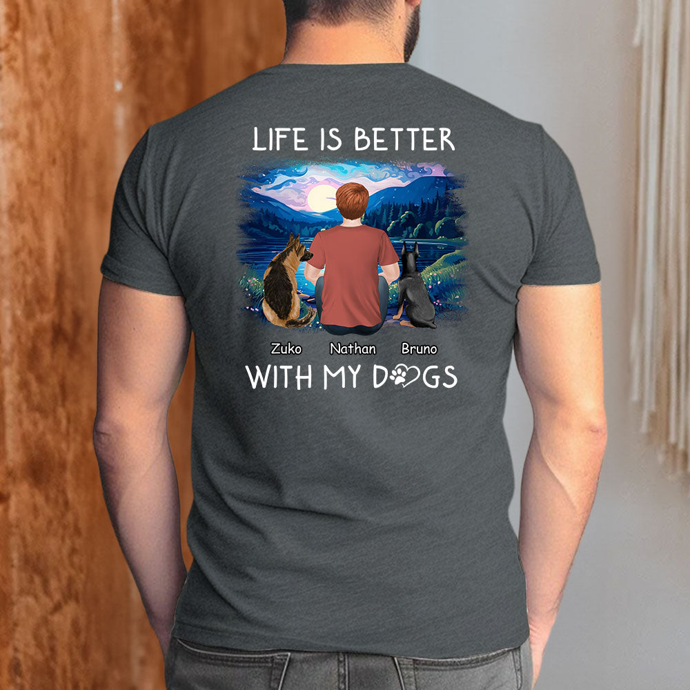Better With Dogs - Personalized Custom Premium Men's 4.2 oz T-shirt for Pet Lovers