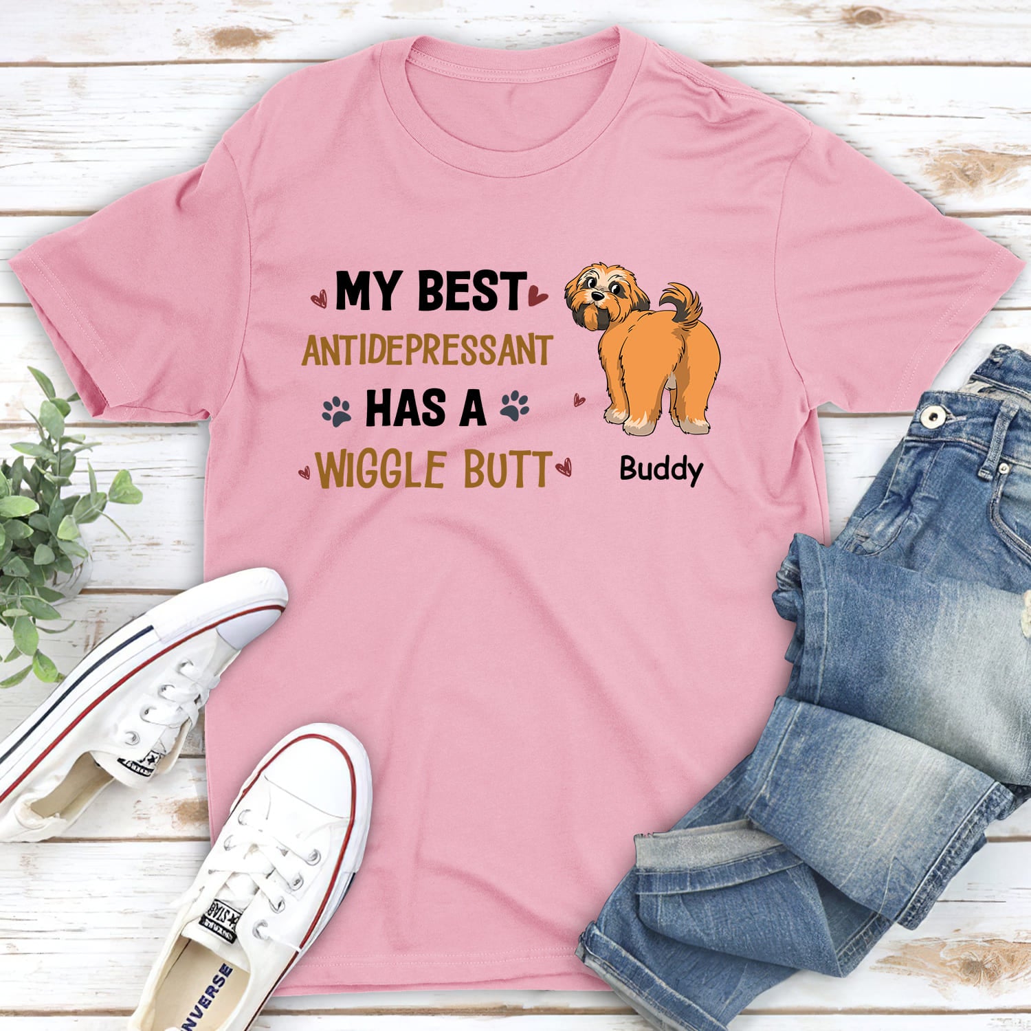 Wiggle Buttt - Personalized Custom Unisex 5.3 oz Heavy Cotton T-shirt for Pet Lovers