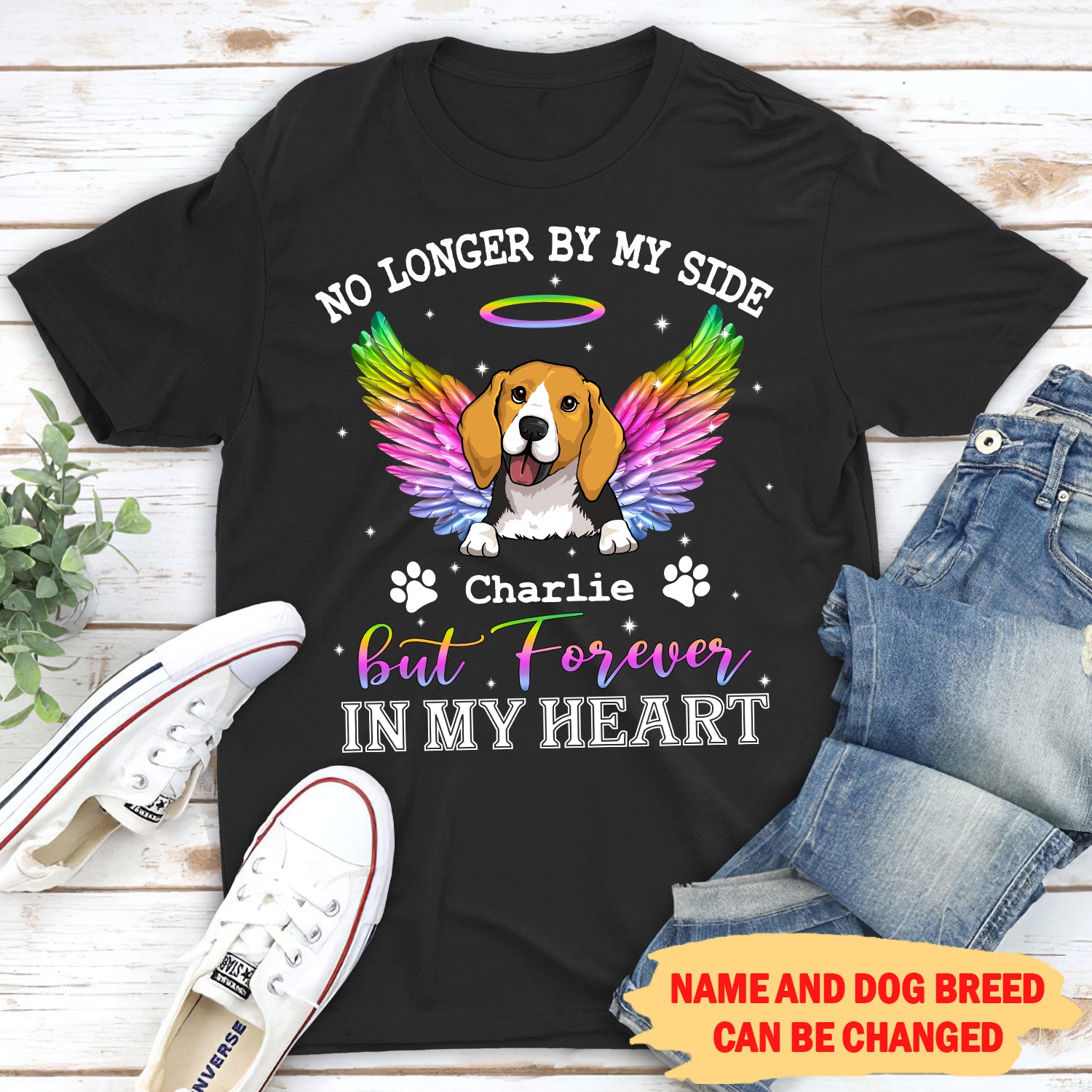 Forever in Heart - Personalized Custom Unisex 5.3 oz T-shirt for Pet Lovers