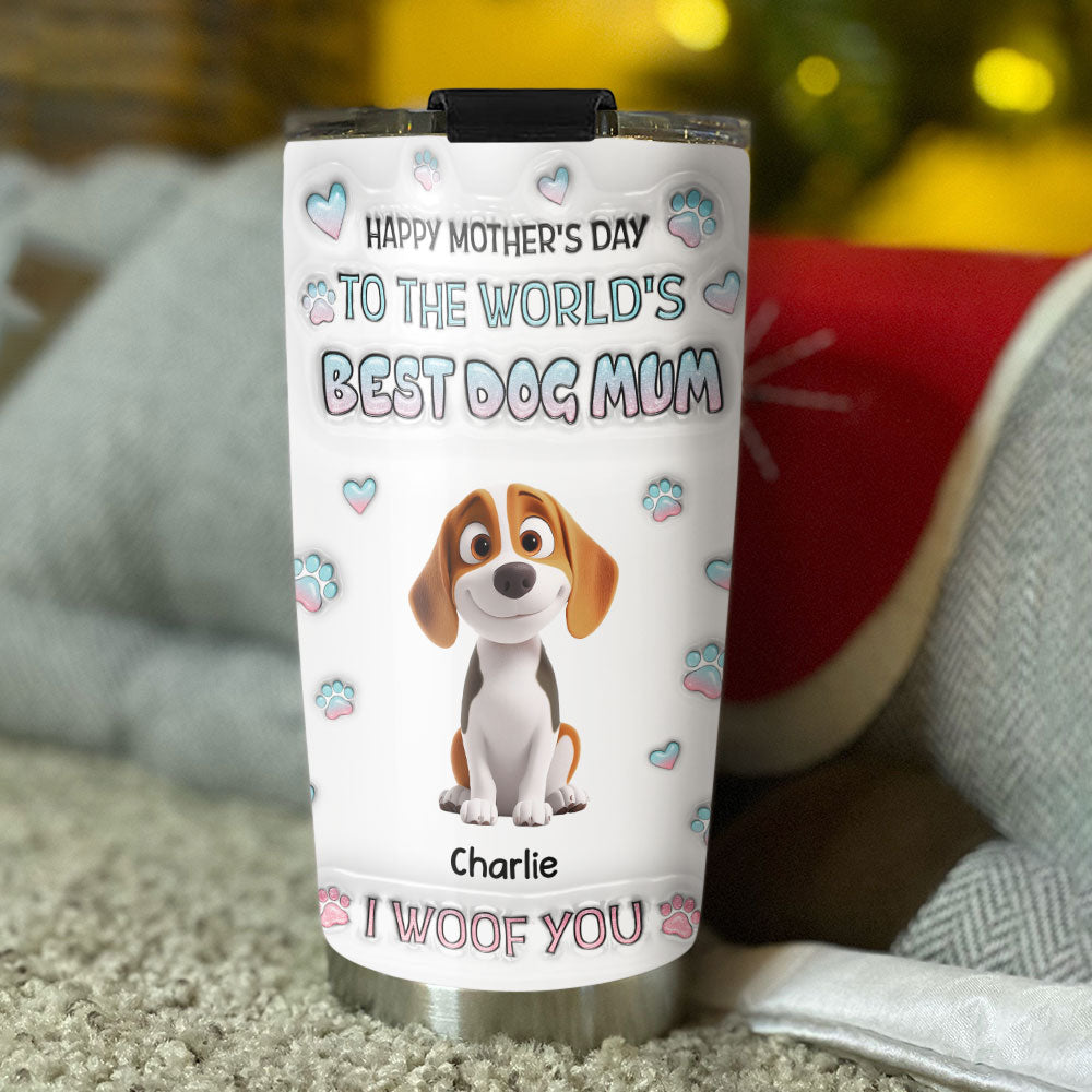 I Woof You Best Chibi Dog Mom - Personalized Custom 3D Inflated Effect 20oz Stainless Steel Tumbler for All Occasions