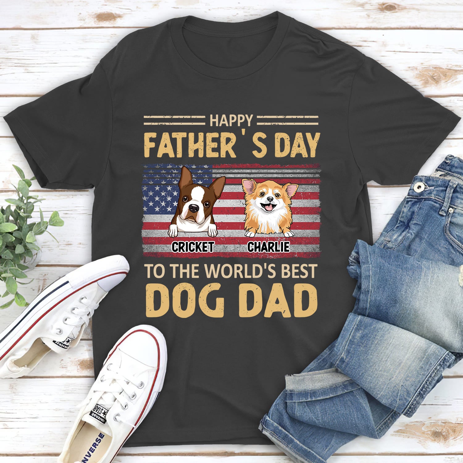 To The World's Best Dog Dad - Personalized Custom Unisex 5.3 oz T-shirt