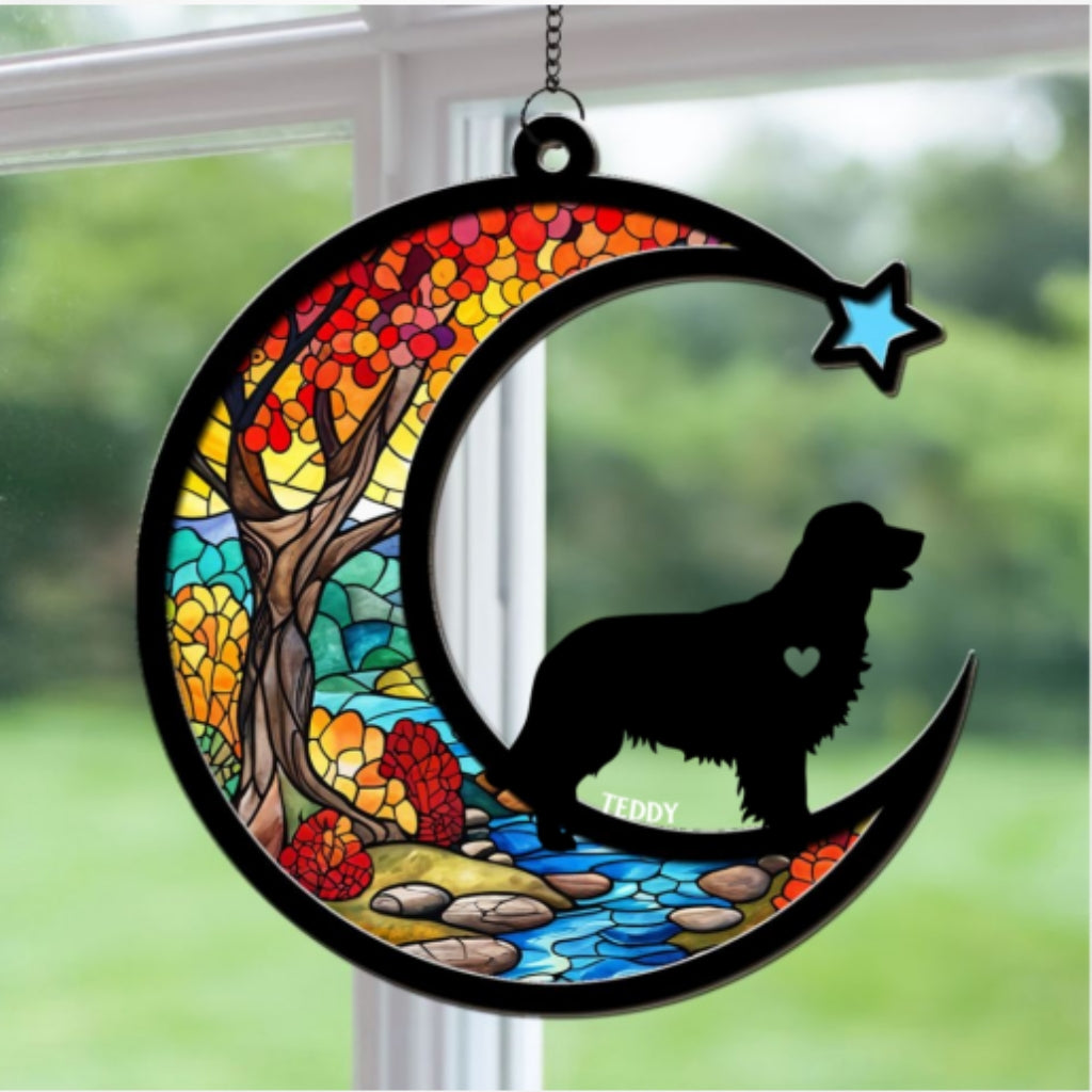 You Left Paw Prints On Our Hearts - Personalized Custom Wooden Acrylic Suncatcher in 6-inch and 8-inch Sizes
