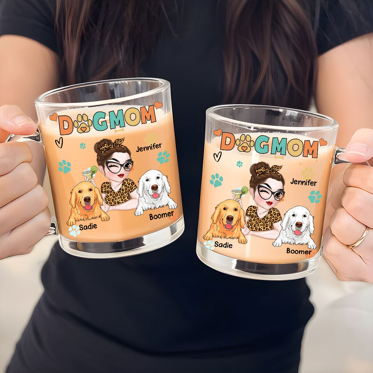 Lovely Personalized Custom Glass Mug for Dog Moms