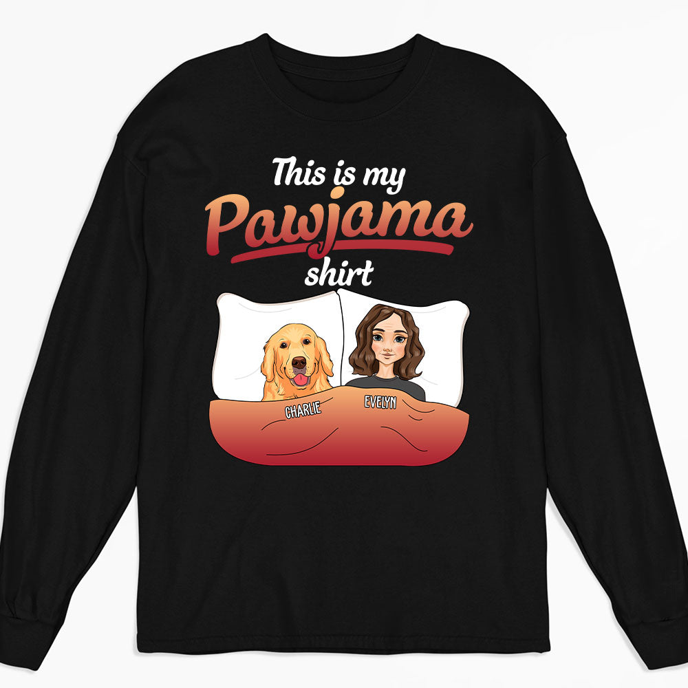 Personalized Custom Long Sleeve Pajama T-shirt with Pet Design - Ideal for Pet Lovers