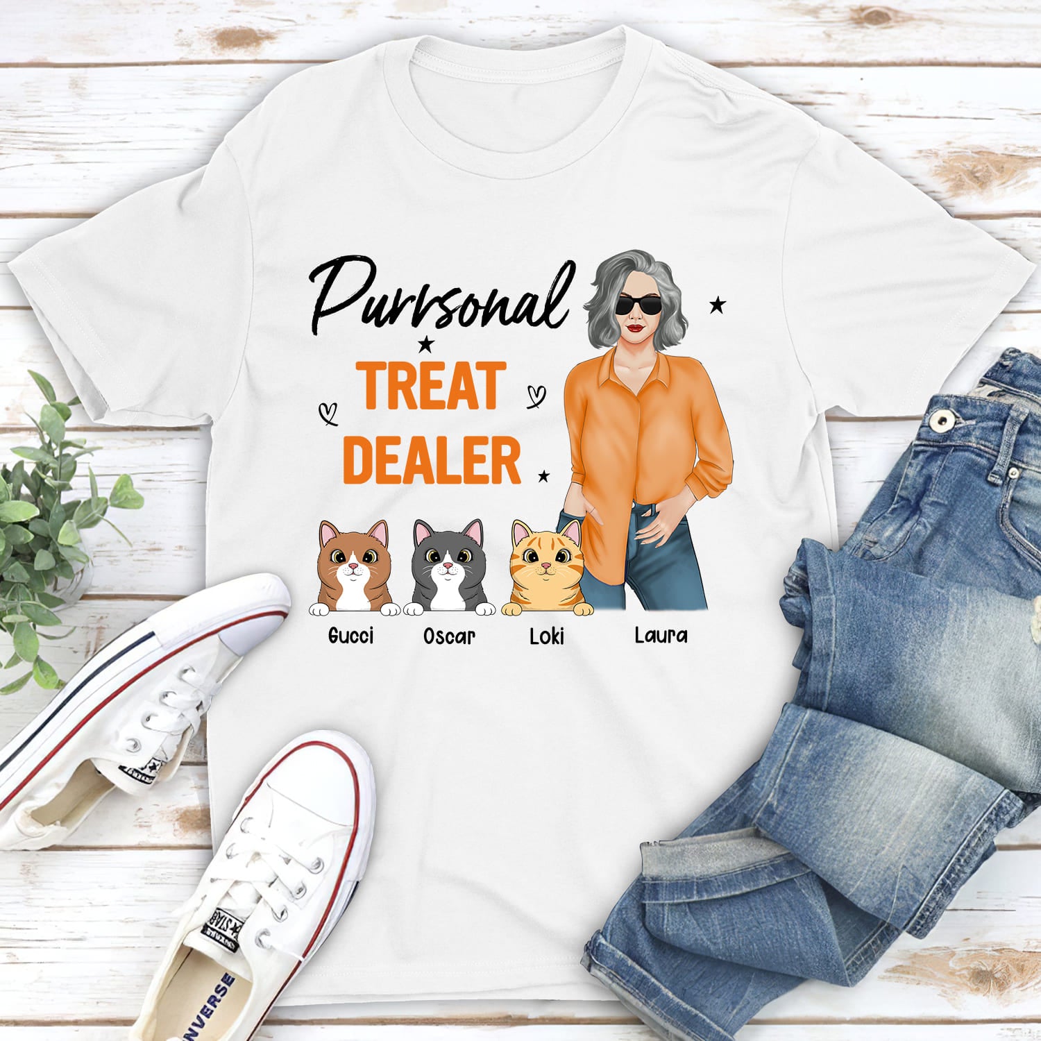 Customizable Unisex Cat Treat Dealer Personalized T-shirt - 5.3 oz