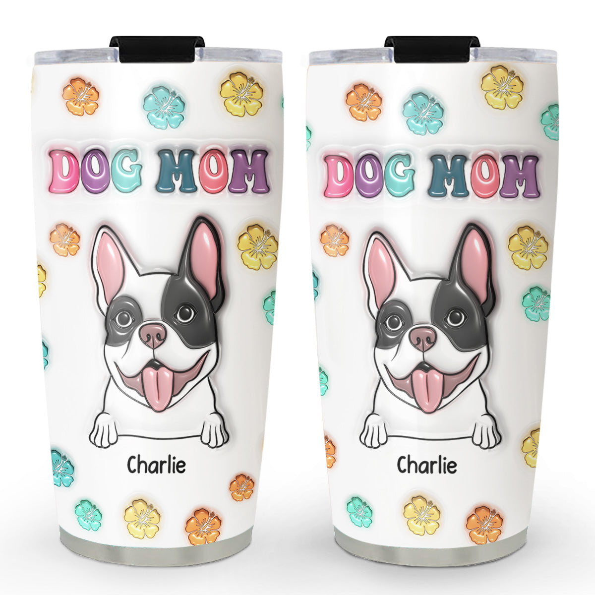 Personalized Custom 3D Inflated Effect Stainless Steel Tumbler for Dog Moms