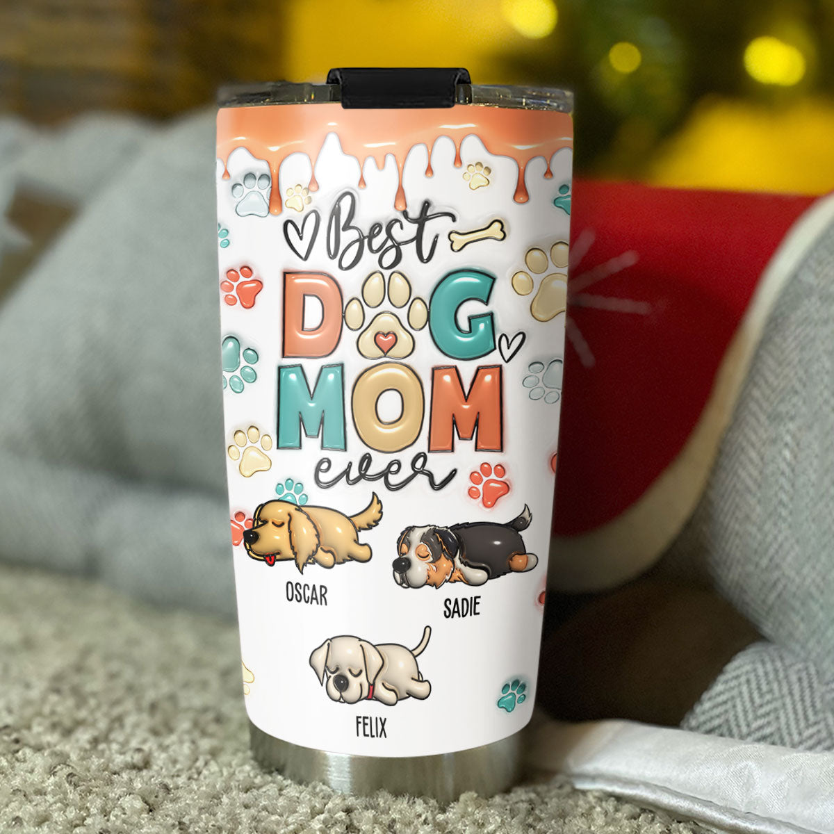 Best Mom In My Heart - Personalized Custom 3D Inflated Effect 20oz Stainless Steel Tumbler with Thousands of Cool Designs