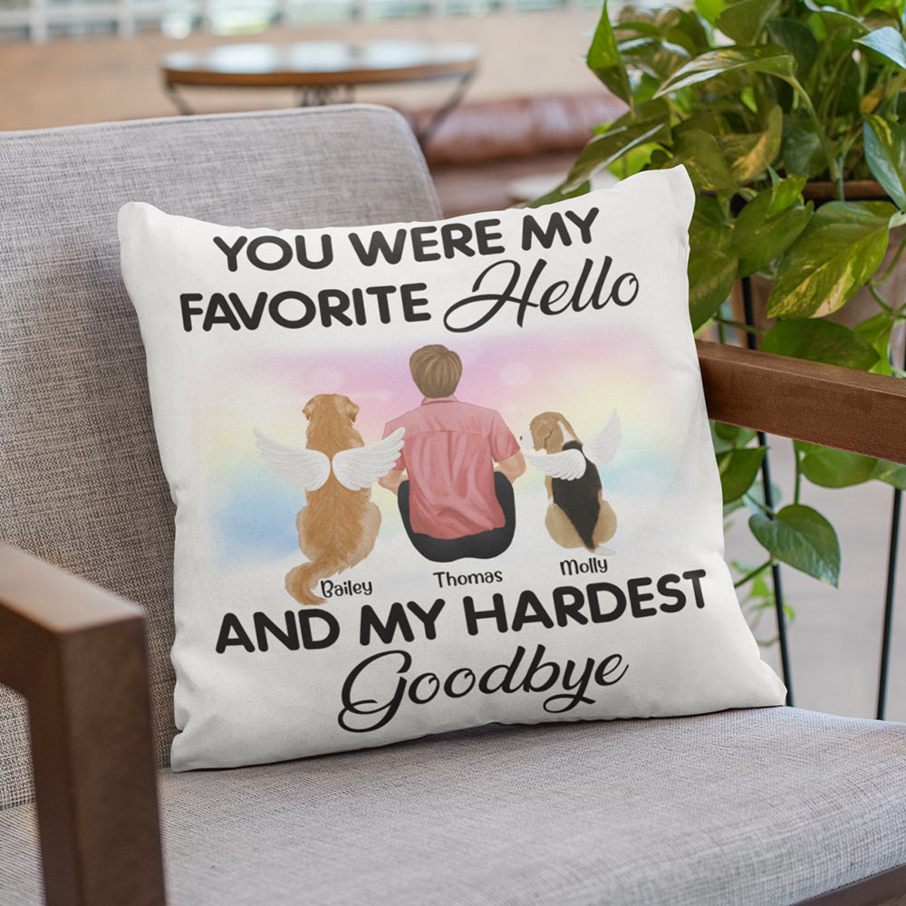 Favorite Hello And My Hardest Goodbye - Personalized Custom Throw Pillow for Pet Lovers, 12' x 12' and 18' x 18'