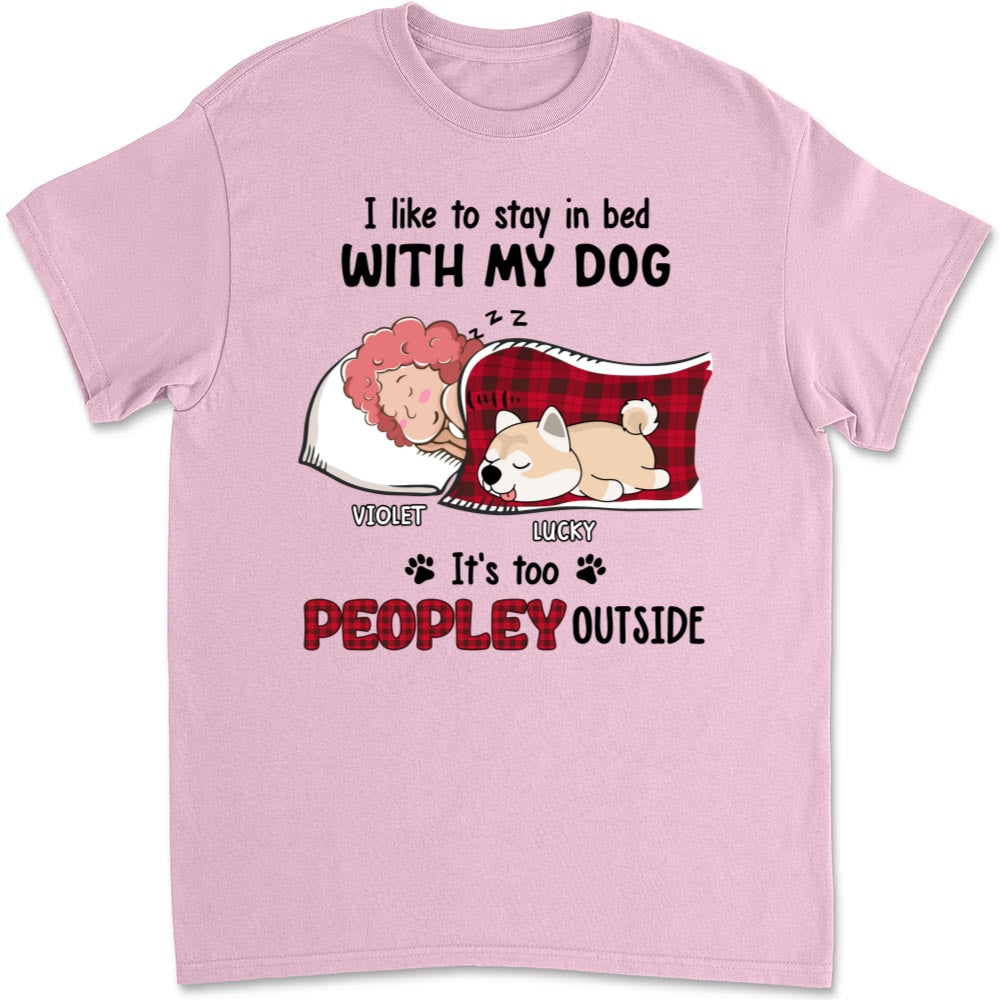 Like To Stay In Bed - Personalized Custom Unisex 5.3 oz T-shirt for Pet Lovers