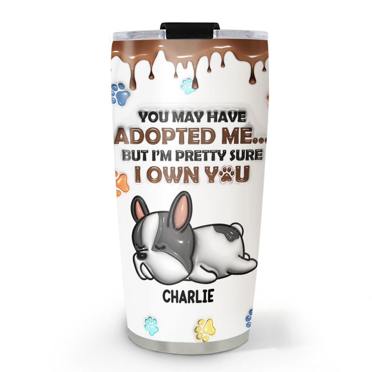 Personalized Custom 3D Inflated Effect 20oz Stainless Steel Tumbler - Keep Drinks Cold for 24 Hours & Hot for 12 Hours