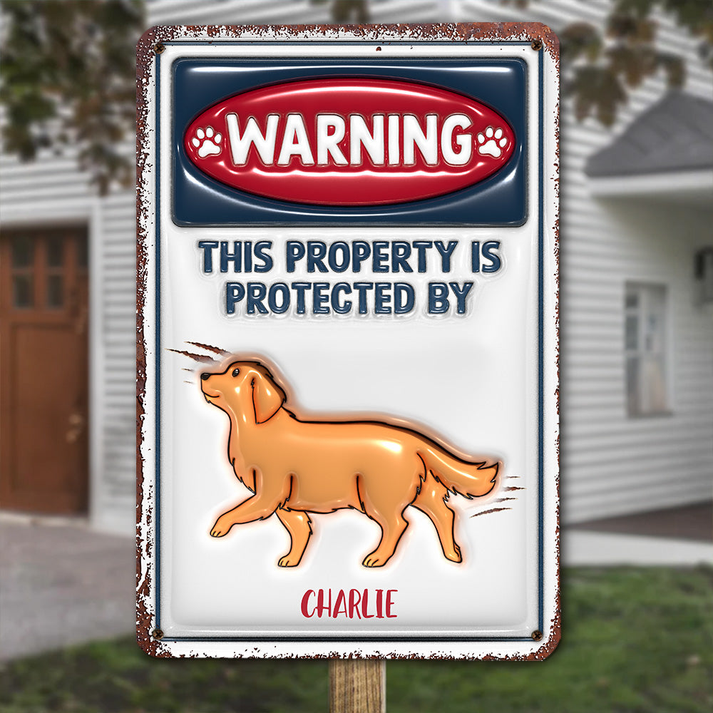 Protected By - Unique Personalized Custom 3D Inflated Effect Rust - Look Metal Sign for Home and Office Decor