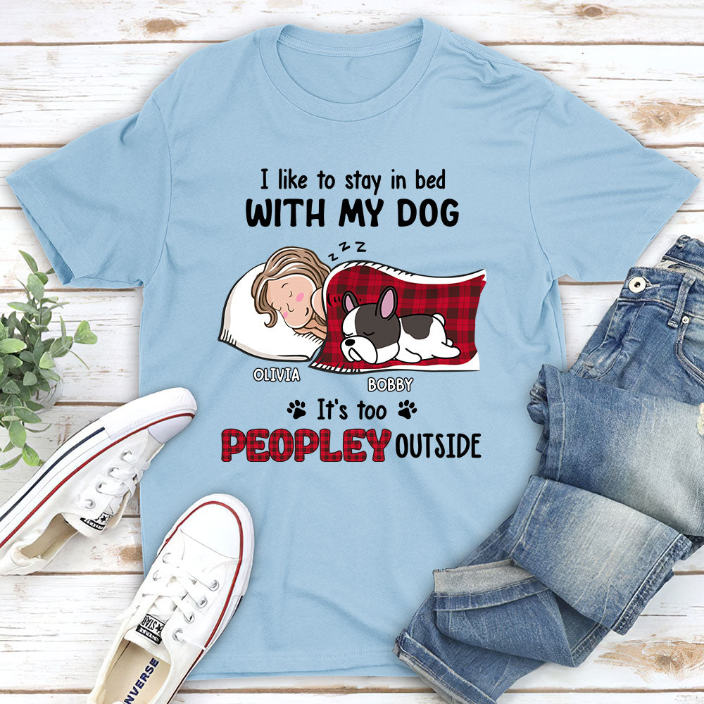 Like To Stay In Bed - Personalized Custom Unisex 5.3 oz T-shirt for Pet Lovers