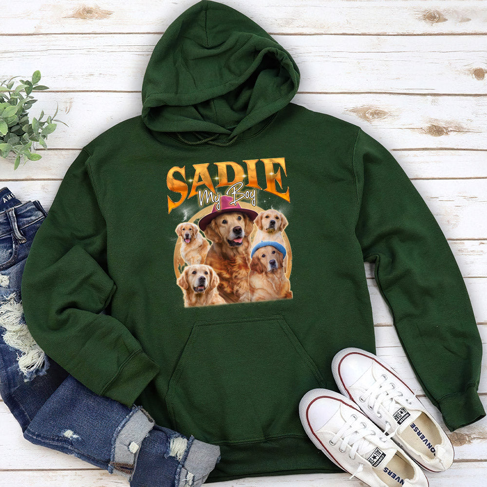 Custom Pet Face Vintage Version 9 - Personalized Custom Unisex 8.0 oz Hoodie for Pet Lovers