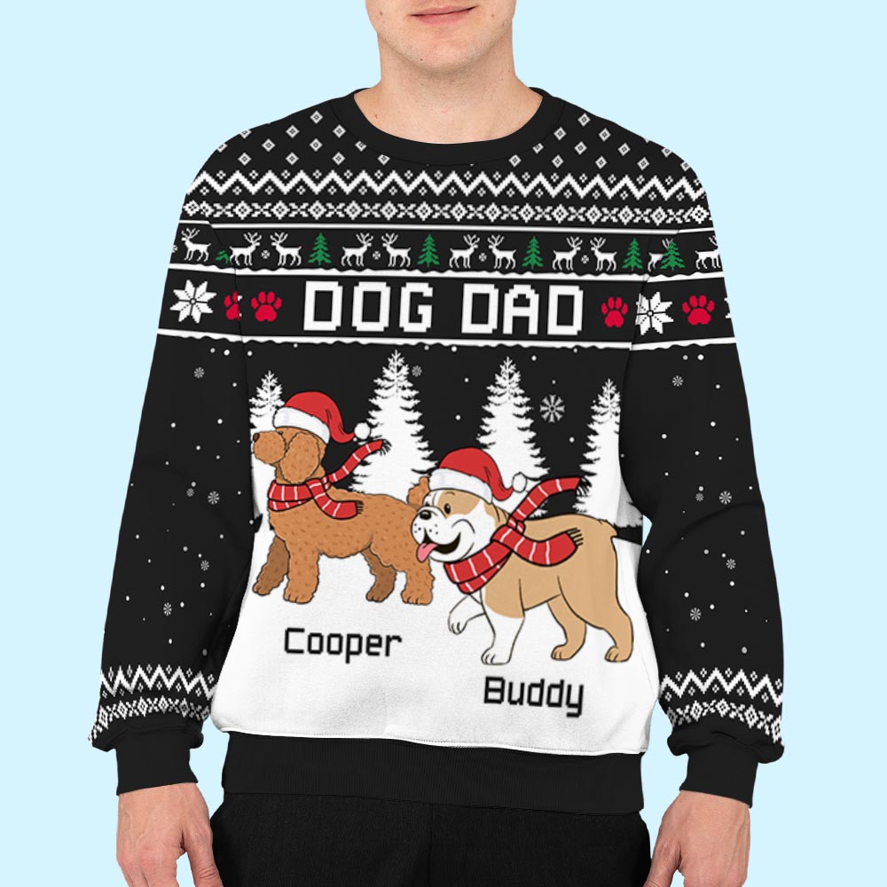 Customizable Winter Dog Walking All-Over-Print Personalized Unisex Sweatshirt