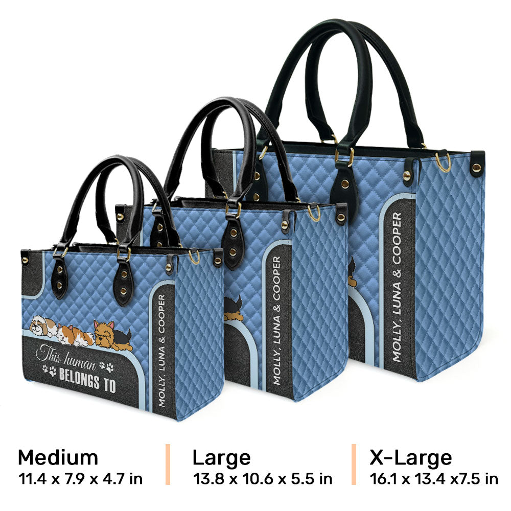 This Human Belongs - Exquisite Personalized Custom Leather Handbag for Fur Baby Lovers