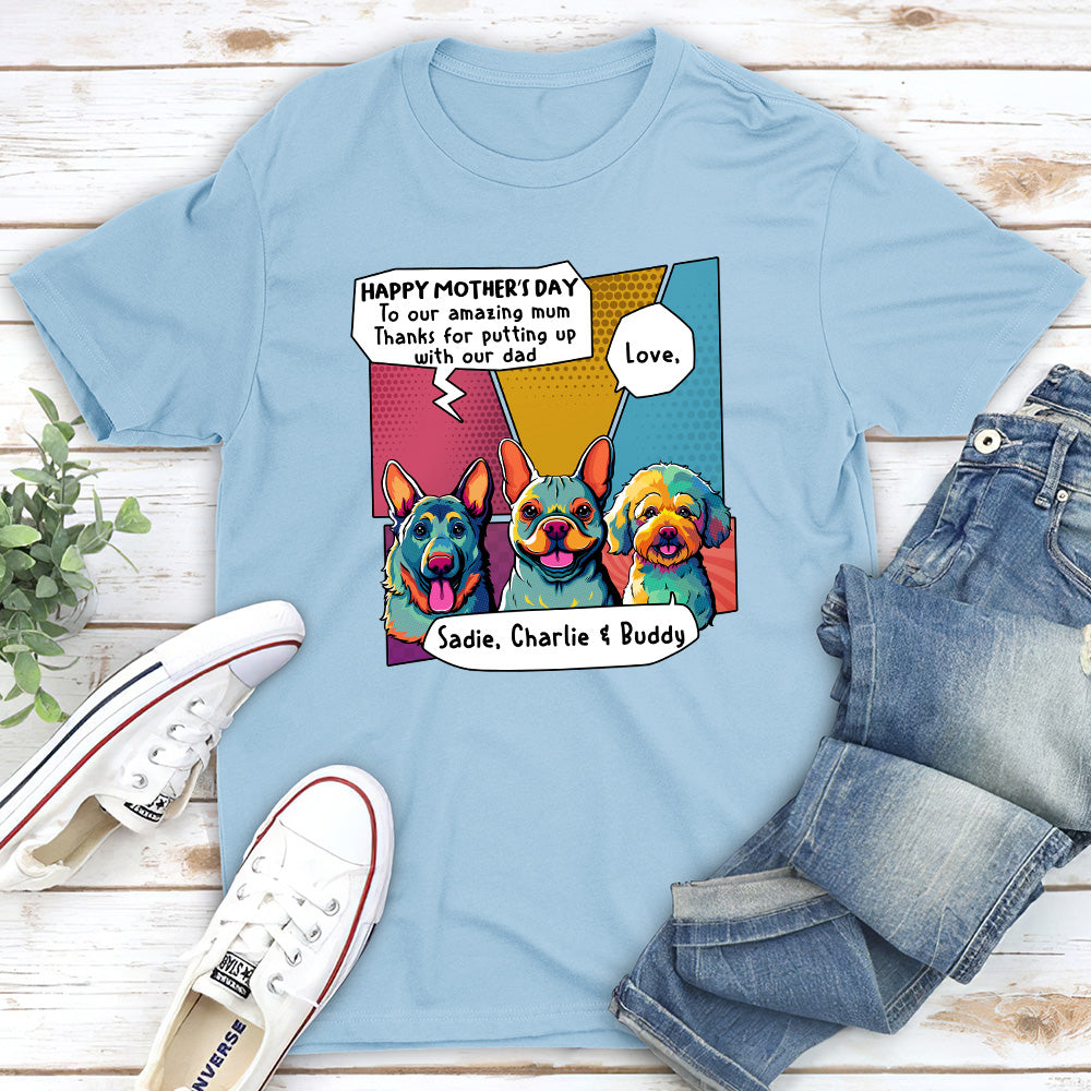 Stunning Pop Art Personalized Custom Unisex T-shirt for Amazing Moms and Dads