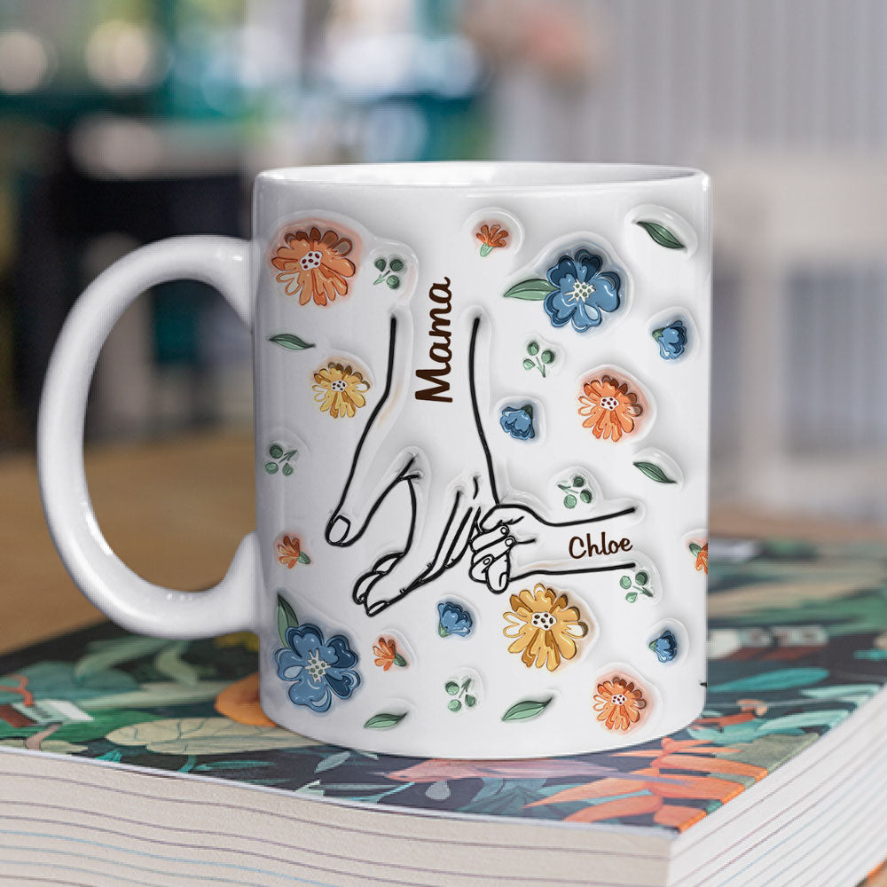 Hold My Hand, Hold My Heart - Premium Personalized Custom 3D Inflated Effect Ceramic Mug in 11oz and 15oz Sizes