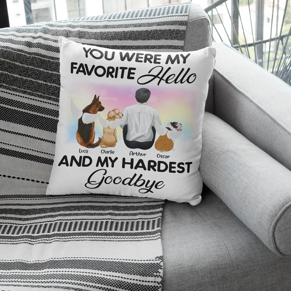Favorite Hello And My Hardest Goodbye - Personalized Custom Throw Pillow for Pet Lovers, 12' x 12' and 18' x 18'