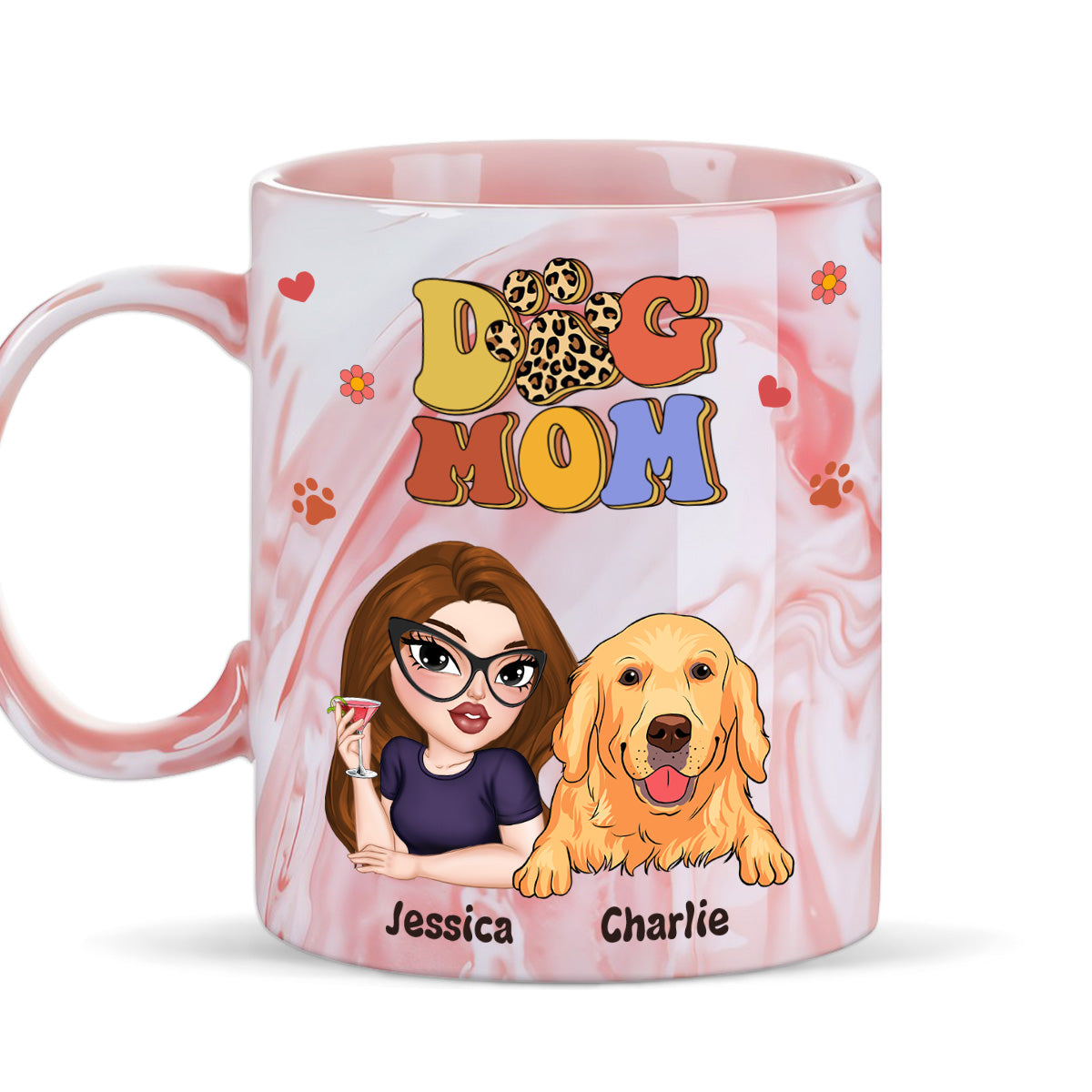 Slay Dog Mama - Exquisite Personalized Custom Pink Marble 11oz Mug