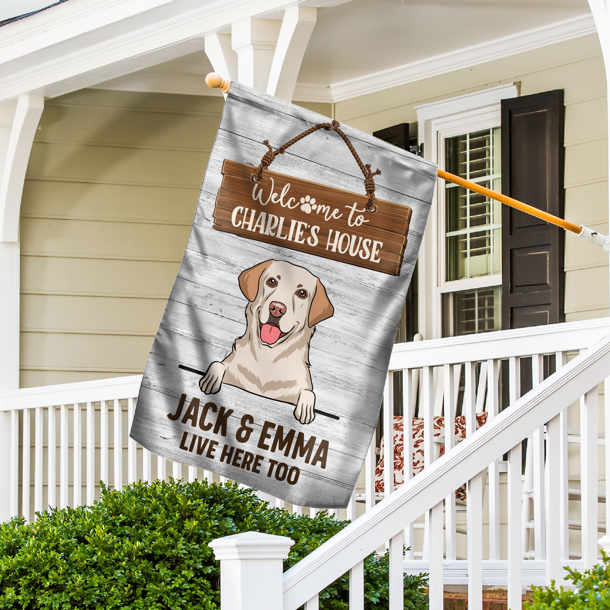 Welcome To Dog House 1 - Personalized Custom USA-Printed Garden Flag in 12' x 18' and 28' x 40' Sizes