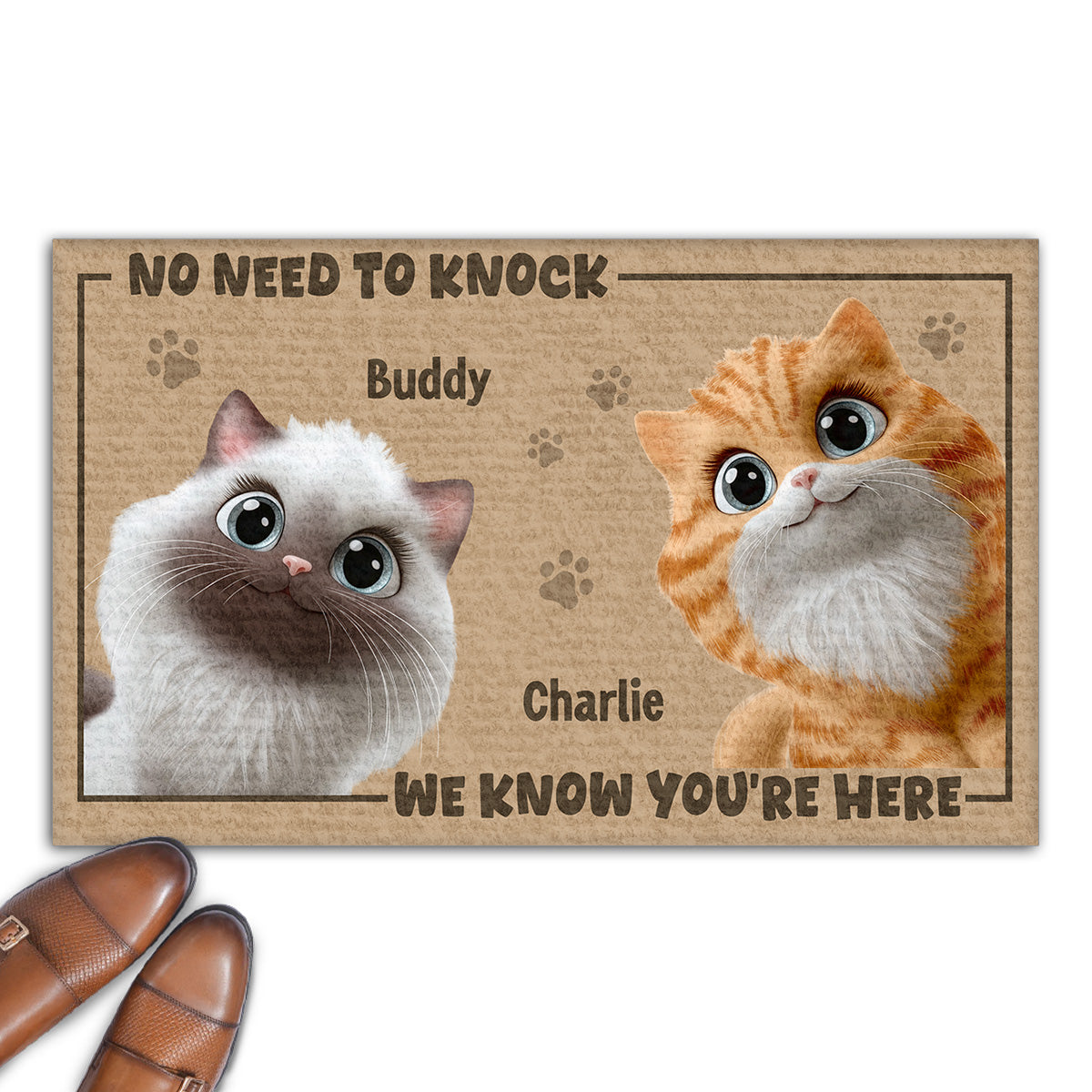 Personalized Custom Pet Lover's Doormat: No Need To Knock, Welcome with Your Furry Friend