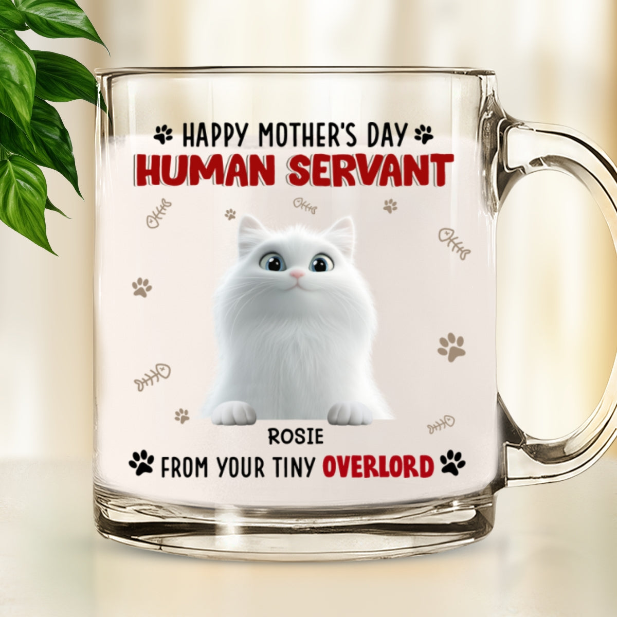 Happy Human Servant - Exquisitely Personalized Custom Glass Mug with 11 oz Capacity