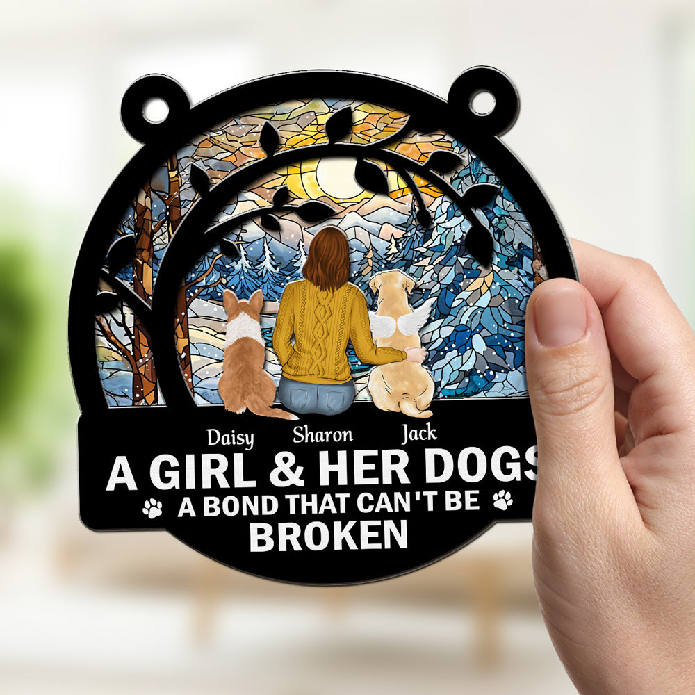 Personalized Custom Suncatcher: Celebrating the Precious Bond Between a Girl and Her Dog