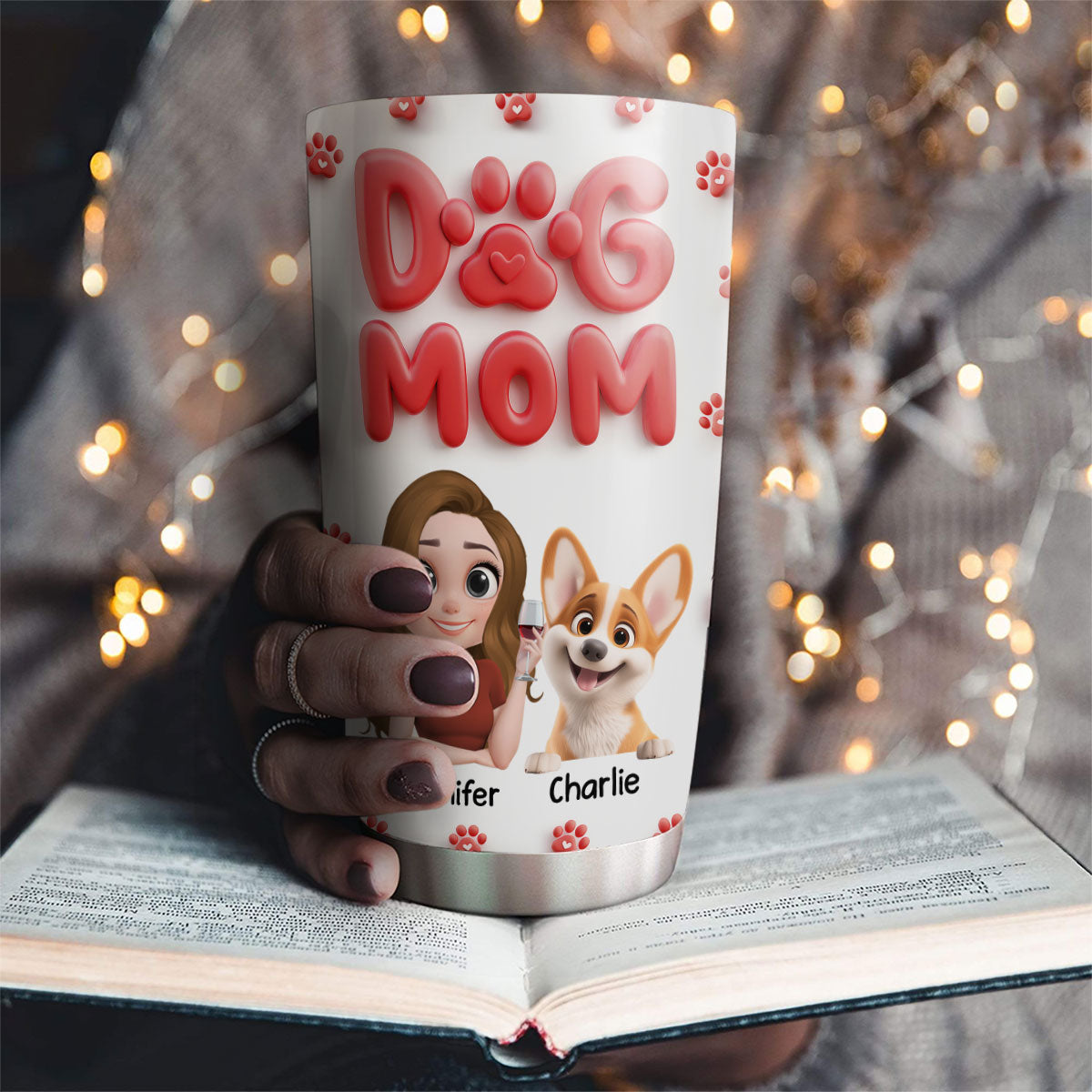 Dog Mom Cartoon Style - Personalized Custom 20oz Tumbler with Thousands of Cool Designs