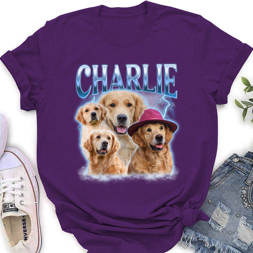 Custom Pet Face Vintage Version 8 - Exquisite Personalized Custom Women's T-shirt for Pet Lovers