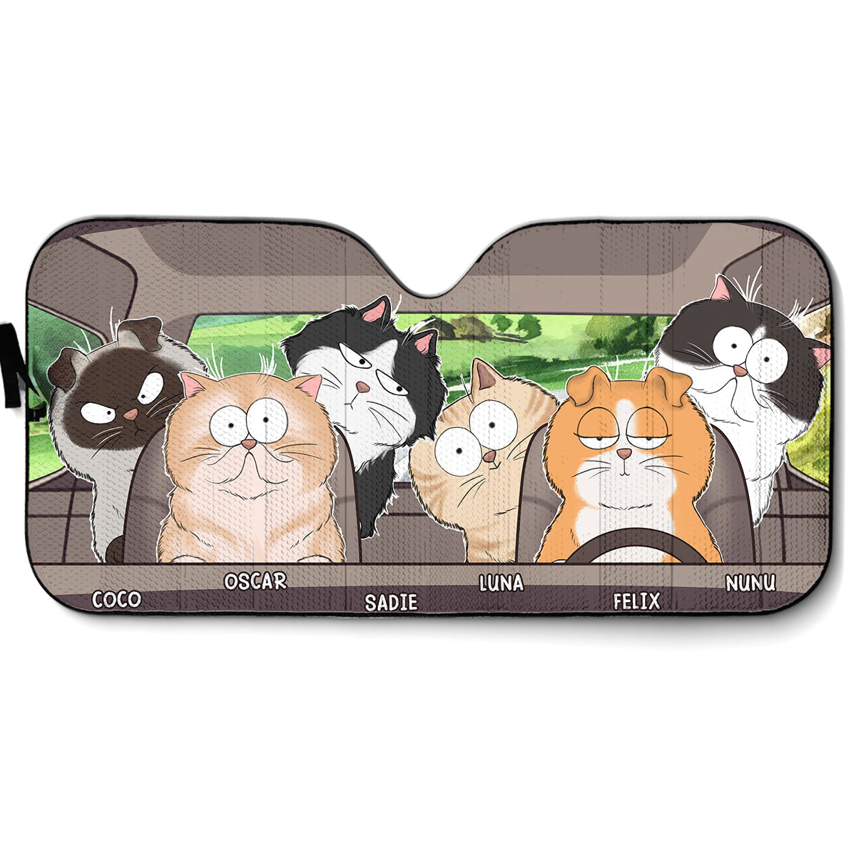 Cool Kitty - Customizable High - Quality Double - Insulated Personalized Car Sunshade (57x27.5 in)