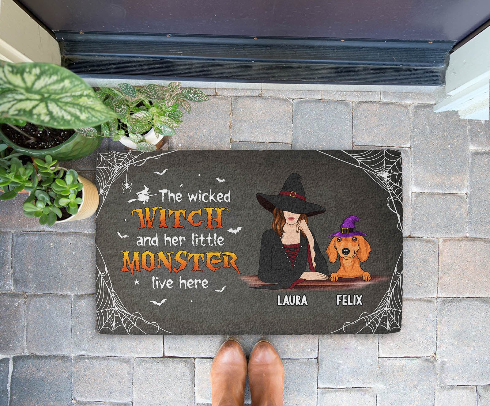 We Live Here - Customizable Personalized Doormat with Your Dog's Picture