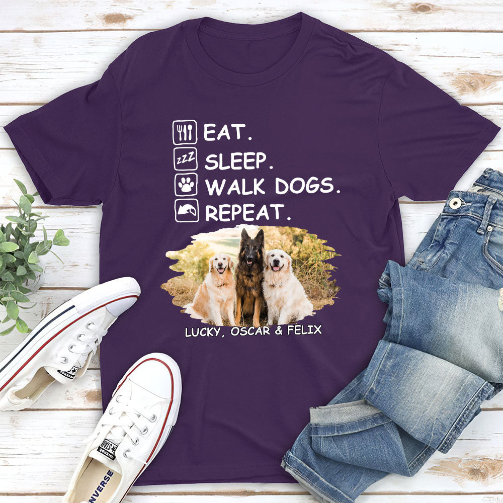 Eat Sleep Walk Repeat - Customizable Unisex 5.3 oz Personalized T-shirt for Pet Lovers